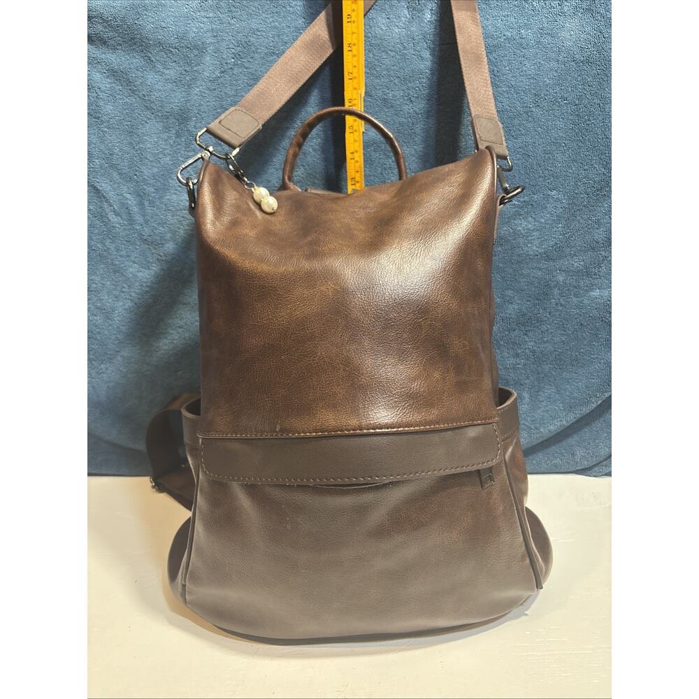 Cheruty Brown Vegan Leather Anti-theft Backpack